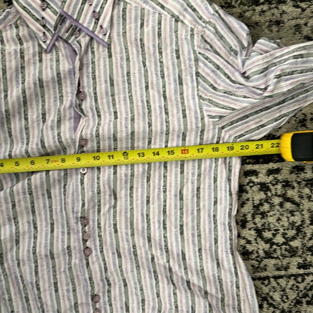 COOGI Luxe EUC Men’s Purple, Lavender, White and Gray Stripped Shirt - Picture 16 of 17